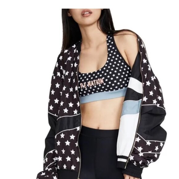 PE.NATION SPORT BRA WHITE BLACK PINK STARS SIZE XSMALL GYM YOGA CHIC SPORTY - Picture 3 of 14